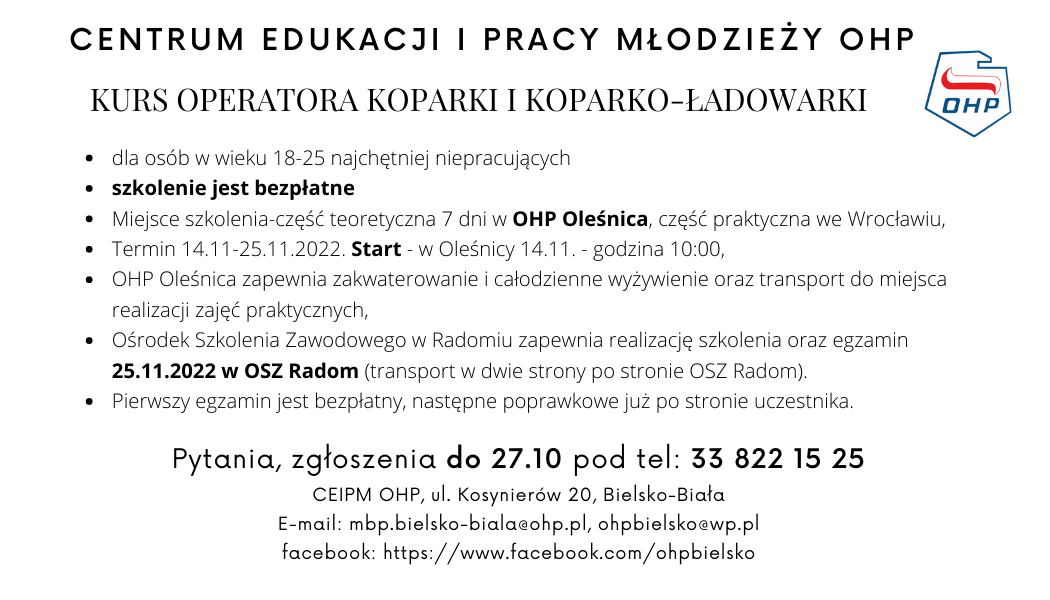 Kurs operatora koparko-ładowarki OHP