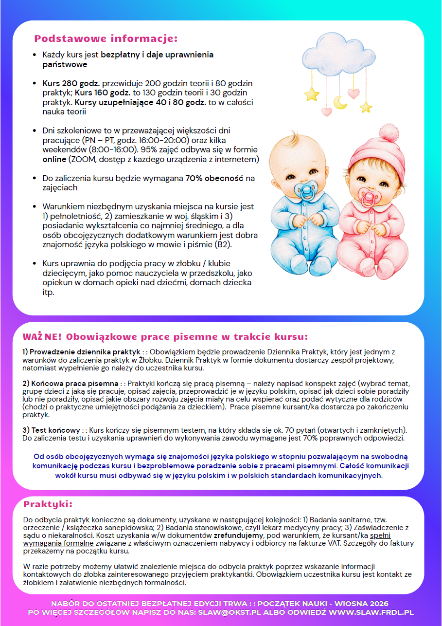 Plakat przedstawiający ofertę